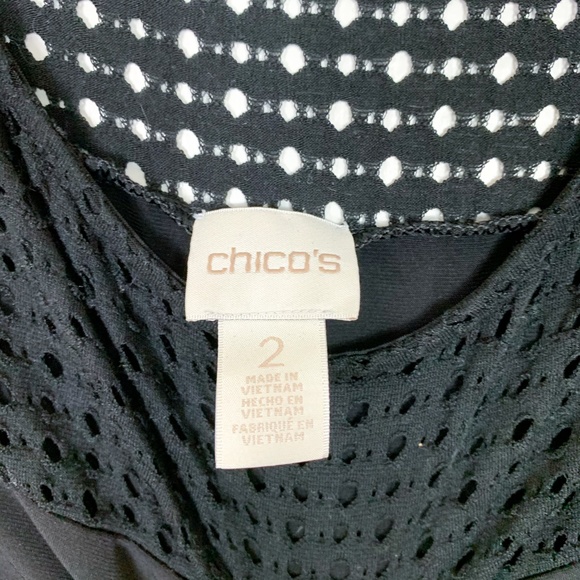 Chico's Black Perforated Neck Blouse - Picture 2 of 4